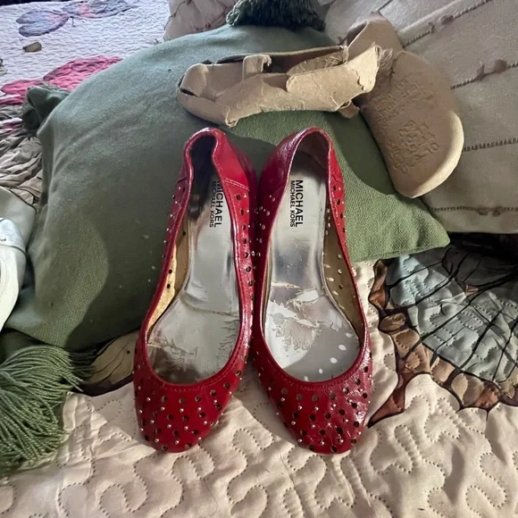 Michael Kors Red Studded Flats - Picture 4 of 4